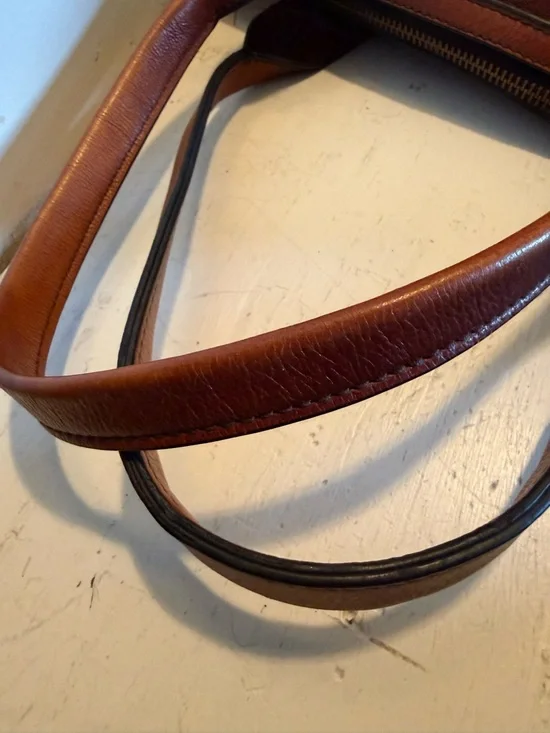 Vintage Fossil Reissue Large Satchel Handbag Chestnut  Brown Leather EUC - Picture 4 of 10